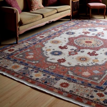 Handmade Ivory Oushak Wool Rug